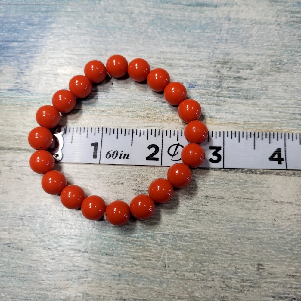 Orange and Silver Beaded Bracelet Set - Picture 3 of 5